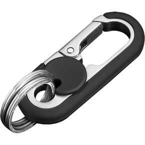Key Chains Men, 2024 Car Key Chain for Men, Anti-Loss Keychain with Double Keyrings, Quick Release Key Chain (2pcs,Black+Orange)