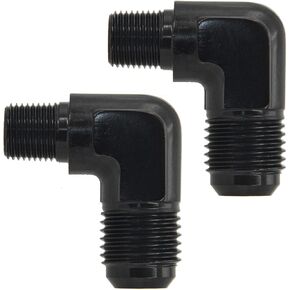 6AN Flare to 1/4NPT Male 90 Degree Fitting Adapter Connector Aluminum Black-2Pcs