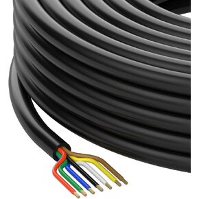 50 Foot Heavy Duty 14/12/10AWG 7 Way Round Conductor Blade Wiring RV Trailer RV SAE Cord Harness Wire, 7 Individually Jacketed RV Tow Hitch Caravan Cord Cable Insulated Wiring14/4 10/2 12/1