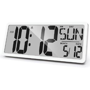 Large Digital Wall Clock 15 Inch Digital Alarm Clock for Bedroom Wall Clocks Battery Operated Digital Clock Large Display with Temperature Desk Clocks for Office Digital Clock for Living Room Decor