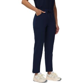 FIRST WAY Women’s 5 Pockets Scrub Pants | Elastic Waistband with Drawstring Straight Leg | Soft Stretchy Medical Uniforms 30" Inseam Navy XL