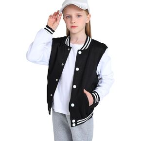 Kids Varsity Jacket Girls Boys Baseball Jacket Bomber Coat School Jackets