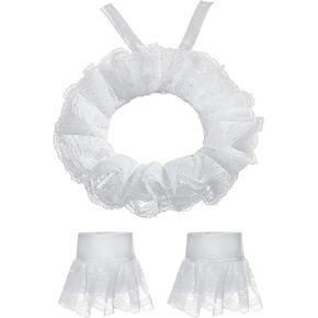 Vintage Lace Ruffled Collar Lace Gloves Clown Costume Accessories Detachable Neck Ruffle Collar Lolita Sleeve Halloween Party