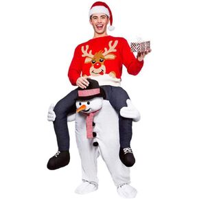 Ride On Snowman Mascot Costume Christmas Outfit Xmas Snowman Dress Adult