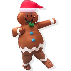Christmas Gingerbread Man Inflatable Costumes Dress Blow Up Gingerbread Costume for Christmas Decoration/Party