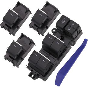 Driver Side Window Switch & 3 Passenger Side Window Switches, Compatible with 2019-2021 Toyota RAV4 XA50, 2018-2021 Toyota C-HR Replacement OEM 84040-02180, 84040-0R020 84040-F4060 Bule Light
