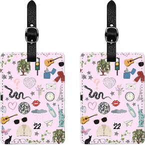 2 Pcs Musician Luggage Tags – Stylish PU Leather Bag Identifier – Durable, Fun Travel Accessories for Suitcases, Backpacks, & Bags – Perfect for Travelers, Music Lovers, & Pop Culture Fans