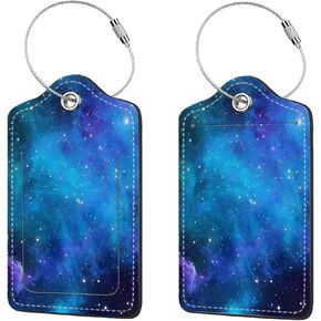 2 Pcs Luggage Tags for Suitcase, Cute Unique PU Leather Travel Bag Tag with Privacy Cover ID Label Address Card and Durable Metal Ring Suitable for Men Women Children Backpack,Forest