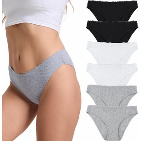Cotton Women's Bikini Underwear Comfortable Breathable Sexy Lace Panties 6-Pack