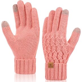 PAGE ONE Winter Gloves for Women Touchscreen Texting Warm Knit Fleece Lined Gloves for Cold weather