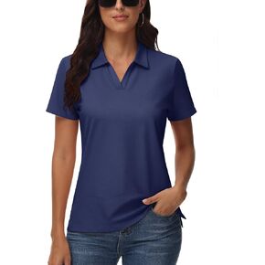TACVASEN Women's Polo Shirts V Neck Short Sleeve Collared Golf Shirt Wicking Lightweight Casual Polos Tops