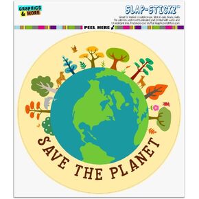 Save The Planet Illustration Conservation Automotive Car Window Locker Circle Bumper Sticker