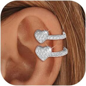 Ear Cuff Earrings for Women Zirconia Heart Ear Cuffs Non Piercing Chunky Cartilage Ear Cuff Earrings Jewelry Christmas Gifts