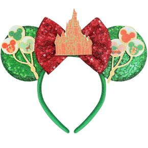 Castle Mouse Ears Headband Sequin Green Mouse Ears Mouse Ears Bow Headbands Christmas Headbands for Adults