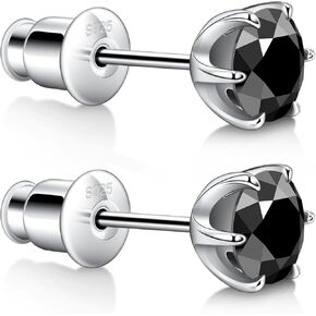 Silver/Black Moissanite Stud Earrings for Mens/Women 1-4CT Hypoallergenic Earrings 925 Sterling Silver Lab Created Diamond Round/Cushion Halo Stud Earrings