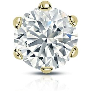 Diamond Wish 1/8 Carat Diamond Round Single Stud Earring in 14k Yellow Gold (I2-I3, cttw), 6-Prong Basket Screw Back