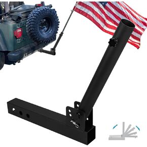 Hitch Flag Pole Holder, Universal Trailer Hitch Flagpole Mount for All 2 Inch Hitch Receiver, Angled Flag Pole Holder Fit for Truck, SUV, RV, Pickup, Jeep, Camper