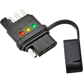 Oyviny 4-Way Flat Trailer Wiring Tester 4 Pin Male and Female Trailer Tester with Bright Indicators, Double End Design 4 Pin Trailer Light Tester for Turn Signal Tail Lights Trouble Shooter