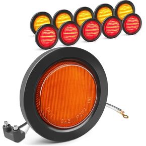 Agrieyes 2.5 Inch LED Marker Lights, 11Pcs Round Clearance Lights for Trailer, 13 LED 2.5" Side Marker Light for Truck, Semi-truck, Boat, Flatbed, RV Amber Red