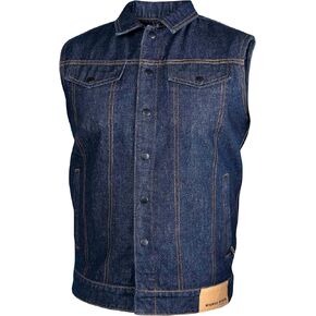 WICKED STOCK-Mens Denim Vest True-Blue-Men's Vests Casual-Motorcycle Vest-Motorcycle Gear For Men-Motorcycle Vests For Men