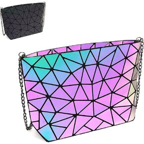 Small Clutch Purses for women Daily Use Geometric Purse for Women Geometric Luminous Purses and Shoulder bags Geometric Bags and Holographic crossbody bag