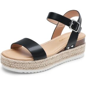 DREAM PAIRS Women's Platform Espadrilles Wedge Sandals, Comfortable Open Toe One Band Sandals for Women Dressy Casual Summer