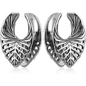 2PCS 0G-1" Saddle Plug Gauges - Saddle Tunnels for Stretched Ears, Hypoallergenic 316 Stainless Steel Hollow Leaf Plugs Tunels Gauuges for Ears 8mm-25mm Body Piercing Jewelry for Women Men