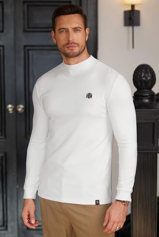 Mens Long Sleeve Thermal Shirts Mock Neck Stretchy Classic Pullover (S-XXL) in Saudi Arabia