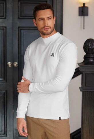 Mens Long Sleeve Thermal Shirts Mock Neck Stretchy Classic Pullover (S-XXL) in Saudi Arabia