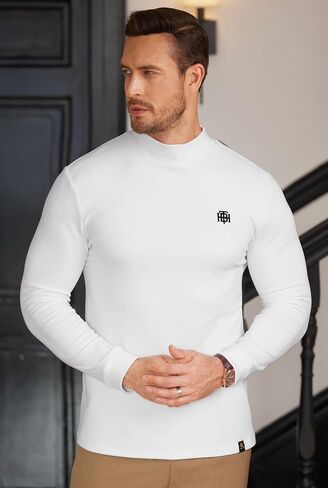 Mens Long Sleeve Thermal Shirts Mock Neck Stretchy Classic Pullover (S-XXL) in Saudi Arabia