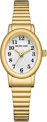 GOLDEN HOUR Women's Easy Read Gold Watch with Expansion Band, Oval Case in Saudi Arabia
