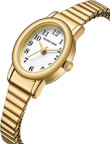 GOLDEN HOUR Women's Easy Read Gold Watch with Expansion Band, Oval Case in Saudi Arabia