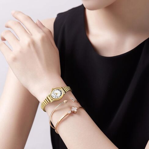 GOLDEN HOUR Women's Easy Read Gold Watch with Expansion Band, Oval Case in Saudi Arabia