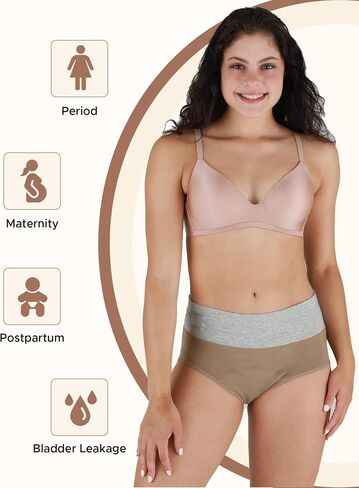 INNERSY Period Underwear for Women Leakproof High Waisted Menstrual Cotton Panties 3 Pack in Saudi Arabia