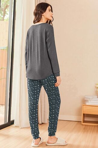 Ekouaer Womens Pajamas Set Long Sleeve Christmas PJ Sets Soft Lounge Set for Women Sleepwear Joggers with Pockets in Kuwait