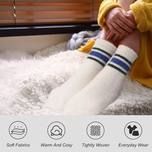 SISOSOCK 5 Pairs Fuzzy Socks for Women Winter Warm Wool Thick Socks Soft Cozy Womens Knit Sleep Socks with Gifts Box in Saudi Arabia