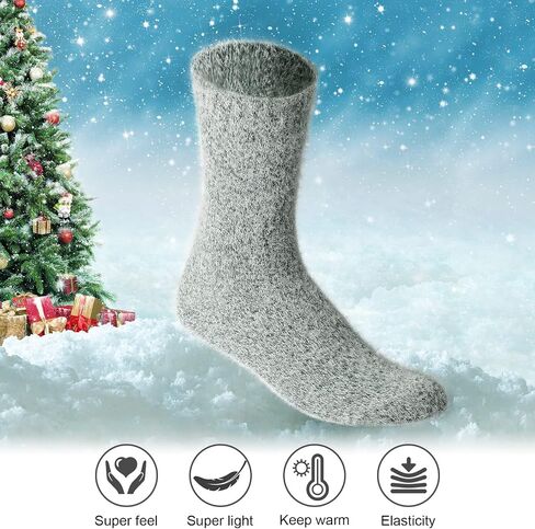 SISOSOCK 5 Pairs Fuzzy Socks for Women Winter Warm Wool Thick Socks Soft Cozy Womens Knit Sleep Socks with Gifts Box in Saudi Arabia