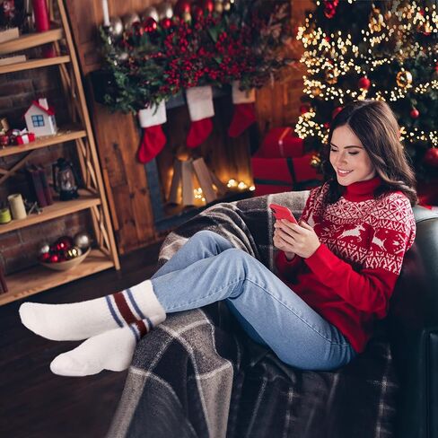 SISOSOCK 5 Pairs Fuzzy Socks for Women Winter Warm Wool Thick Socks Soft Cozy Womens Knit Sleep Socks with Gifts Box in Saudi Arabia
