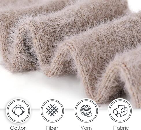 SISOSOCK 5 Pairs Fuzzy Socks for Women Winter Warm Wool Thick Socks Soft Cozy Womens Knit Sleep Socks with Gifts Box in Saudi Arabia