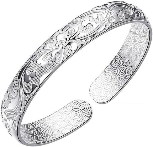 925 Sterling Silver Cuff Bangle Bracelets Adjustable Jewelry Fashion Simple Open Bangles Cuff Jewelry for Women Mom Wife Mothers Day Valentine Gift in Saudi Arabia