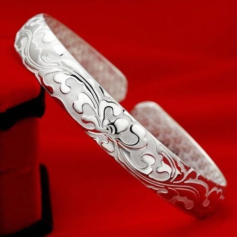 925 Sterling Silver Cuff Bangle Bracelets Adjustable Jewelry Fashion Simple Open Bangles Cuff Jewelry for Women Mom Wife Mothers Day Valentine Gift in Saudi Arabia