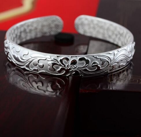 925 Sterling Silver Cuff Bangle Bracelets Adjustable Jewelry Fashion Simple Open Bangles Cuff Jewelry for Women Mom Wife Mothers Day Valentine Gift in Saudi Arabia