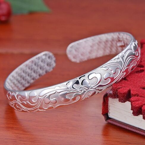 925 Sterling Silver Cuff Bangle Bracelets Adjustable Jewelry Fashion Simple Open Bangles Cuff Jewelry for Women Mom Wife Mothers Day Valentine Gift in Saudi Arabia