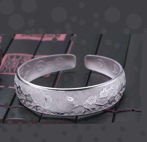 925 Sterling Silver Cuff Bangle Bracelets Adjustable Jewelry Fashion Simple Open Bangles Cuff Jewelry for Women Mom Wife Mothers Day Valentine Gift in Saudi Arabia