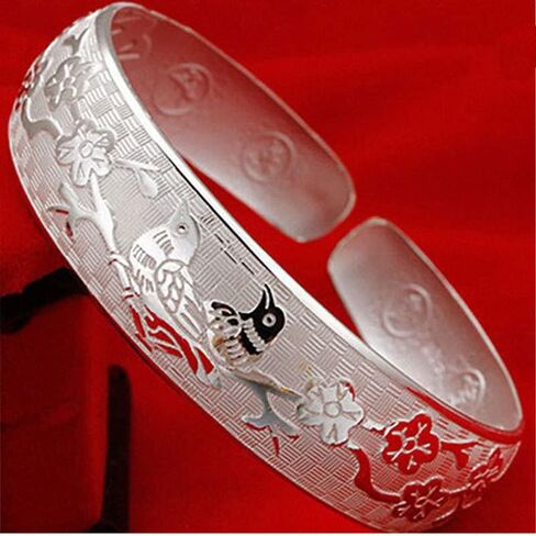925 Sterling Silver Cuff Bangle Bracelets Adjustable Jewelry Fashion Simple Open Bangles Cuff Jewelry for Women Mom Wife Mothers Day Valentine Gift in Saudi Arabia