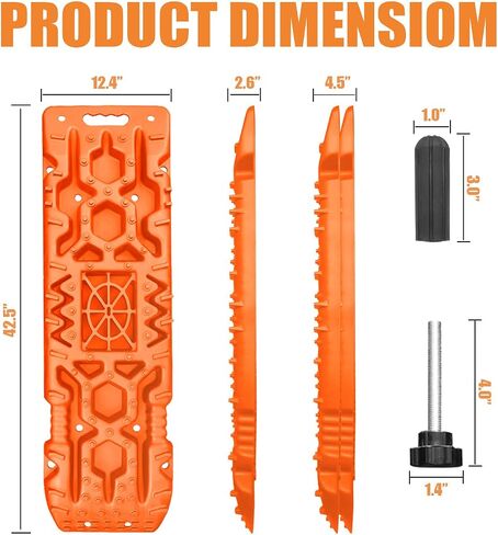 ORCISH New 2PCS 42''x12.2'' Large Recovery Traction Boards with Jack Lift Base, Traction Tire ladder and Mat for Sand Snow Mud 4WD, Recovery Gear with 4 Mounting Pins and Carry Bag in Saudi Arabia
