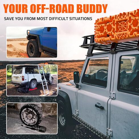 ORCISH New 2PCS 42''x12.2'' Large Recovery Traction Boards with Jack Lift Base, Traction Tire ladder and Mat for Sand Snow Mud 4WD, Recovery Gear with 4 Mounting Pins and Carry Bag in Saudi Arabia