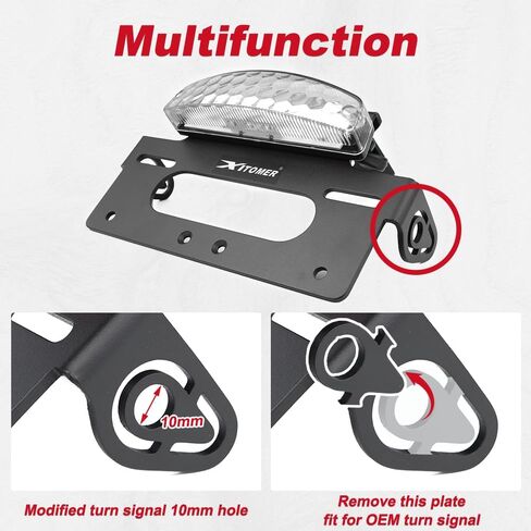 Xitomer Fender Eliminator متوافق مع KLX300 KLX300SM 2024 2025 KLX300 SM Tail Tidy حامل لوحة ترخيص الدراجة النارية مع ضوء الذيل/لوحة الترخيص (الدخان) in Saudi Arabia