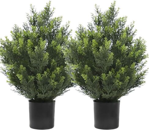 momoplant Cedar Artificial Bush, Faux Shrub, Topiary Artificial Cypress Tree, 2 Packs Fake Trees, Home Decor for Indoor and Outdoor, Faux Plants Outdoor, Artificial Greenery Set,24inch in Saudi Arabia