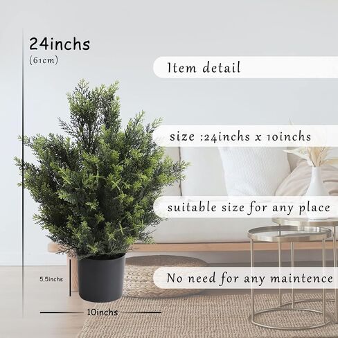 momoplant Cedar Artificial Bush, Faux Shrub, Topiary Artificial Cypress Tree, 2 Packs Fake Trees, Home Decor for Indoor and Outdoor, Faux Plants Outdoor, Artificial Greenery Set,24inch in Saudi Arabia